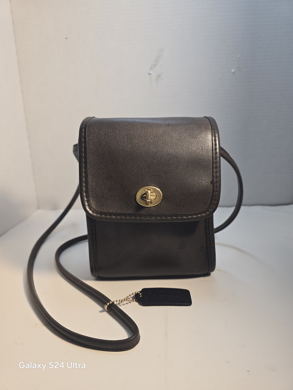 Vintage Coach Black Leather Crossbody Bag